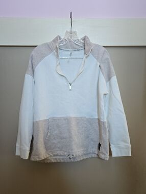 Calvin Klein Two-Tone Half-Zip Pullover - White & Beige